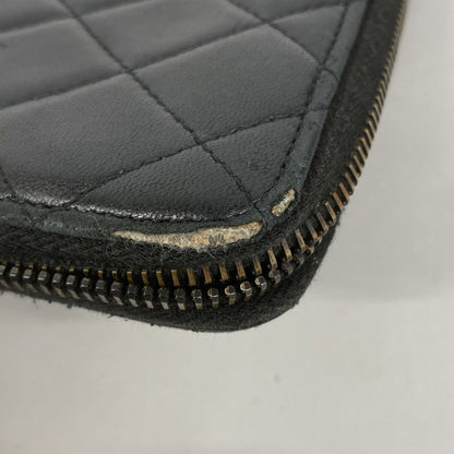 Chanel Long Wallet Matelasse Lambskin Black Silver Hardware Women