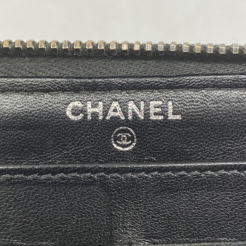 Chanel Long Wallet Matelasse Lambskin Black Silver Hardware Women