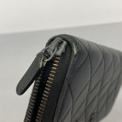 Chanel Long Wallet Matelasse Lambskin Black Silver Hardware Women