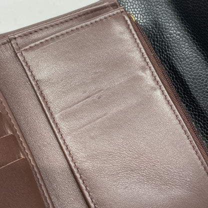 Chanel Trifold Wallet Matelasse Caviar Skin Black Gold Hardware Women