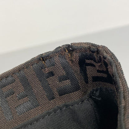 Fendi Handbag Zucchino Nylon Canvas Brown Black Pink Gold Hardware Women