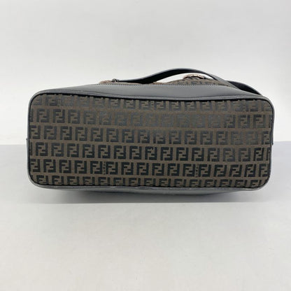 Fendi Handbag Zucchino Nylon Canvas Brown Black Pink Gold Hardware Women