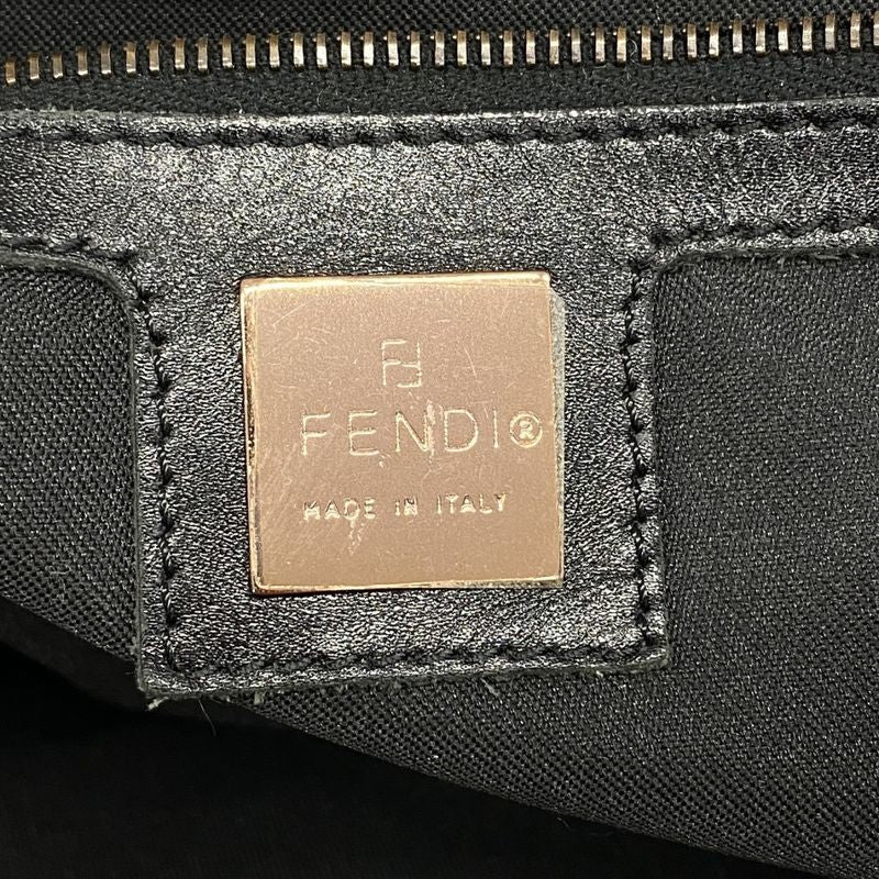 Fendi Handbag Zucchino Nylon Canvas Brown Black Pink Gold Hardware Women
