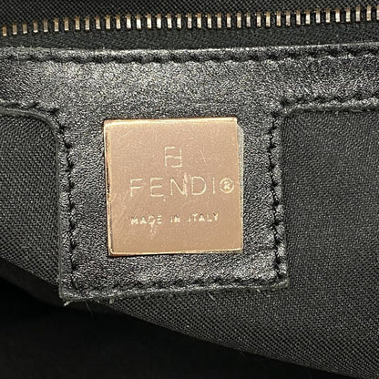 Fendi Handbag Zucchino Nylon Canvas Brown Black Pink Gold Hardware Women