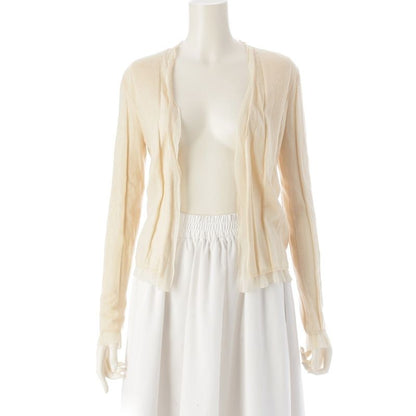 Prada Cashmere Silk Paneled Front Opening Knit Cardigan Off White 42
