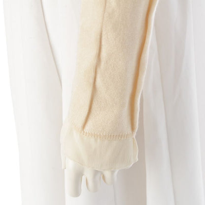 Prada Cashmere Silk Paneled Front Opening Knit Cardigan Off White 42