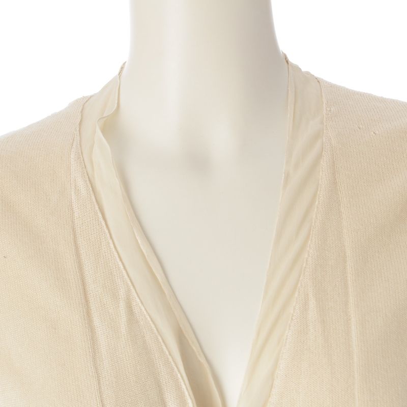 Prada Cashmere Silk Paneled Front Opening Knit Cardigan Off White 42