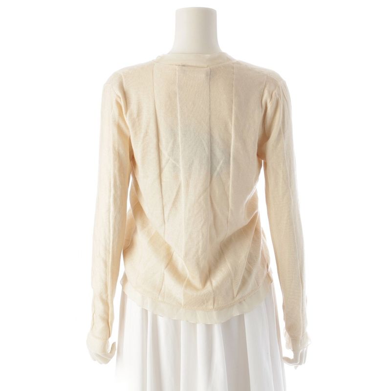 Prada Cashmere Silk Paneled Front Opening Knit Cardigan Off White 42