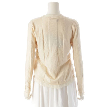 Prada Cashmere Silk Paneled Front Opening Knit Cardigan Off White 42