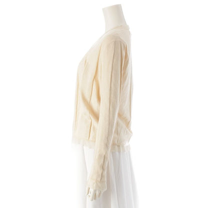 Prada Cashmere Silk Paneled Front Opening Knit Cardigan Off White 42