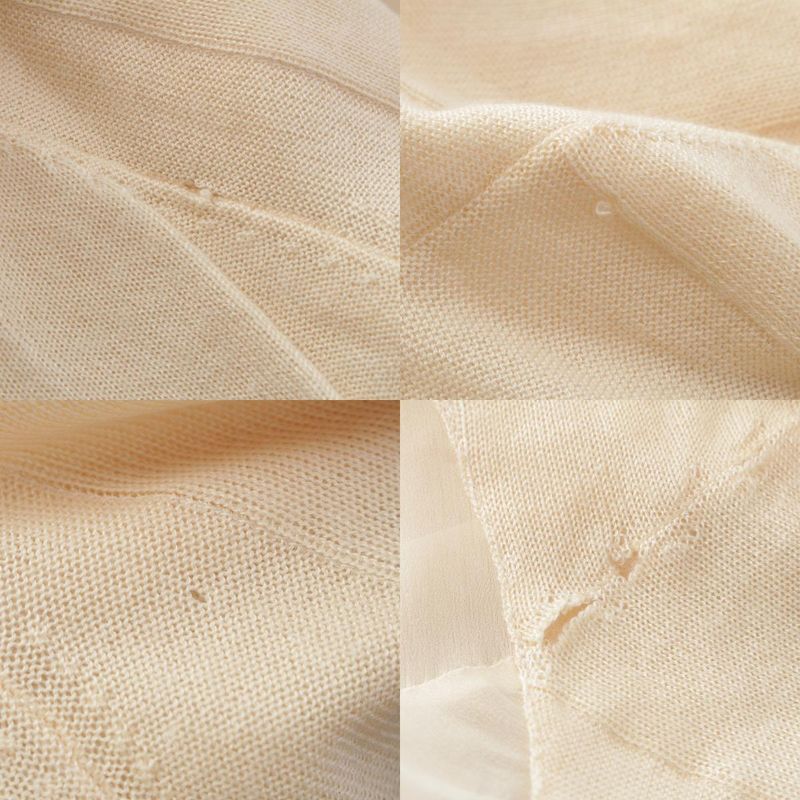 Prada Cashmere Silk Paneled Front Opening Knit Cardigan Off White 42