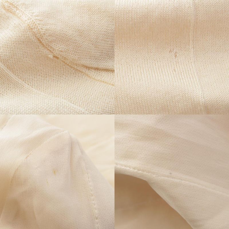 Prada Cashmere Silk Paneled Front Opening Knit Cardigan Off White 42