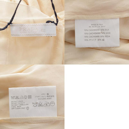 Prada Cashmere Silk Paneled Front Opening Knit Cardigan Off White 42