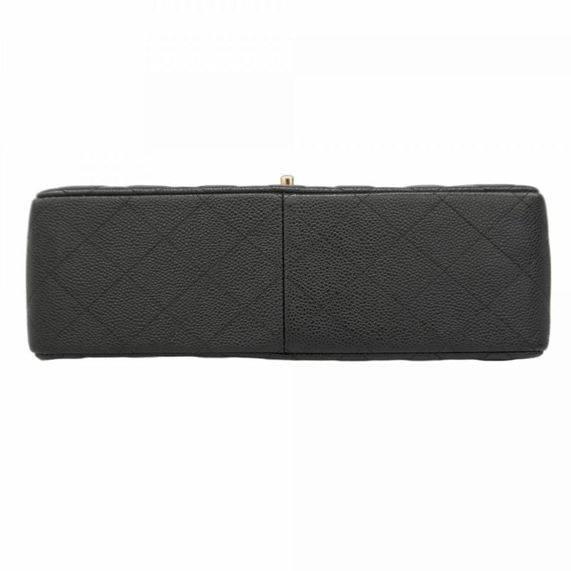 Chanel Shoulder Bag Deca Matelasse Caviar Skin Black Gold Hardware Women