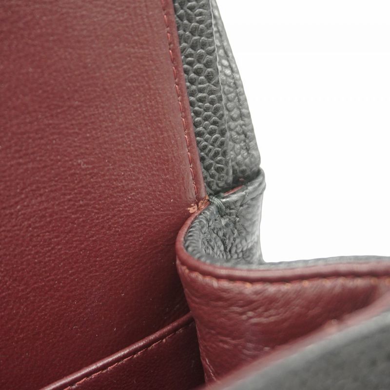 Chanel Shoulder Bag Deca Matelasse Caviar Skin Black Gold Hardware Women