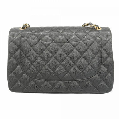 Chanel Shoulder Bag Deca Matelasse Caviar Skin Black Gold Hardware Women