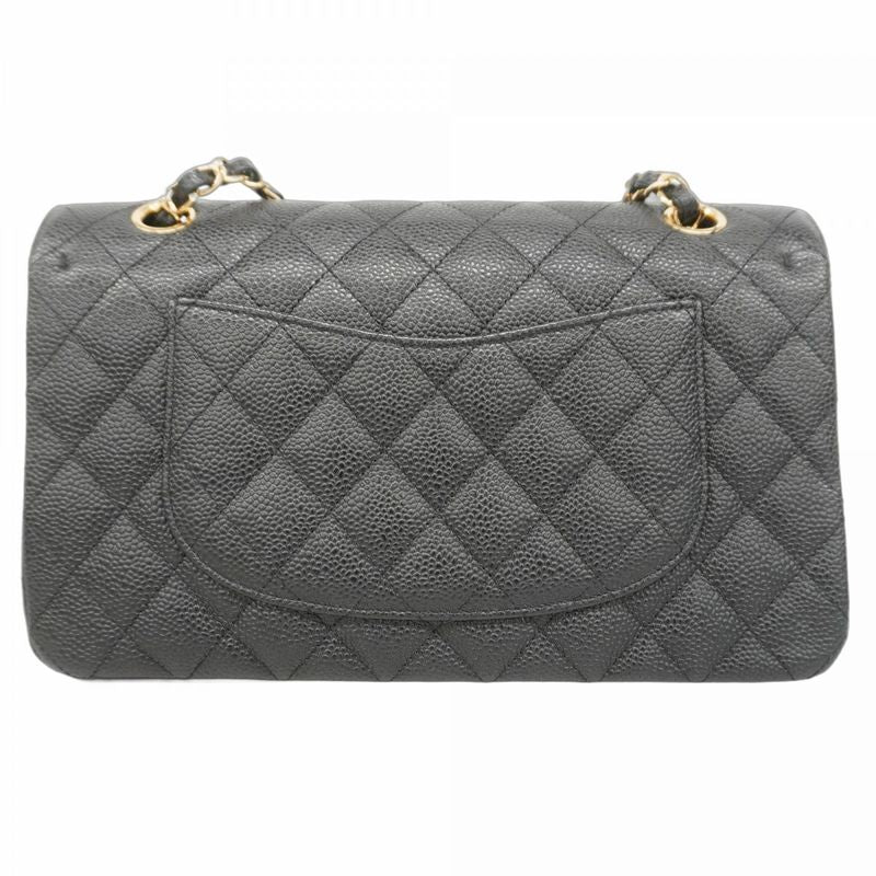 Chanel Shoulder Bag Matelasse Caviar Skin Black Gold Hardware Women