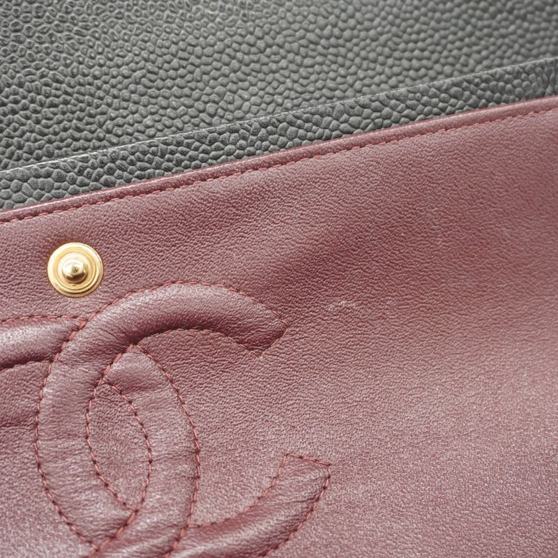 Chanel Shoulder Bag Matelasse Caviar Skin Black Gold Hardware Women