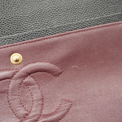 Chanel Shoulder Bag Matelasse Caviar Skin Black Gold Hardware Women