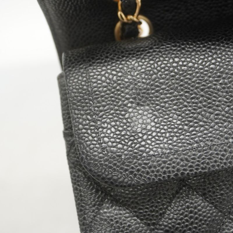 Chanel Shoulder Bag Matelasse Caviar Skin Black Gold Hardware Women