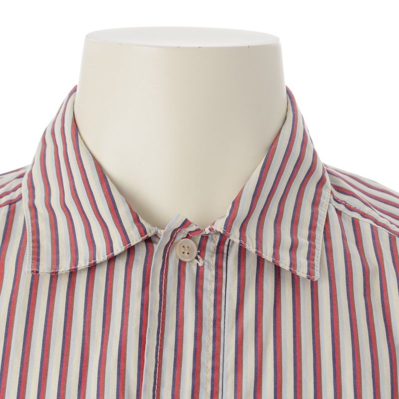 Prada Cotton Striped Short Sleeve Shirt Multicolor M