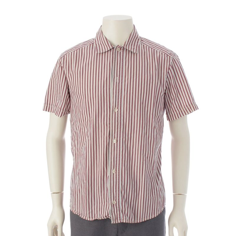 Prada Cotton Striped Short Sleeve Shirt Multicolor M