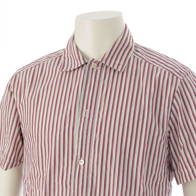Prada Cotton Striped Short Sleeve Shirt Multicolor M
