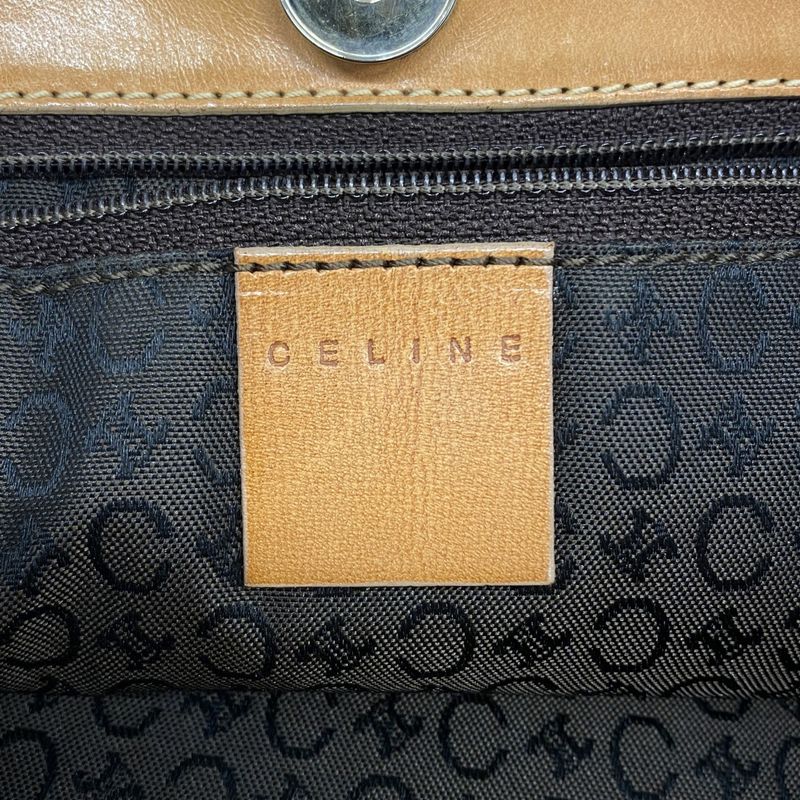 Celine Shoulder Bag C Macadam Suede Beige Gold Hardware Women