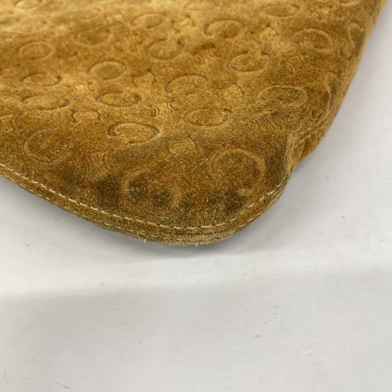 Celine Shoulder Bag C Macadam Suede Beige Gold Hardware Women