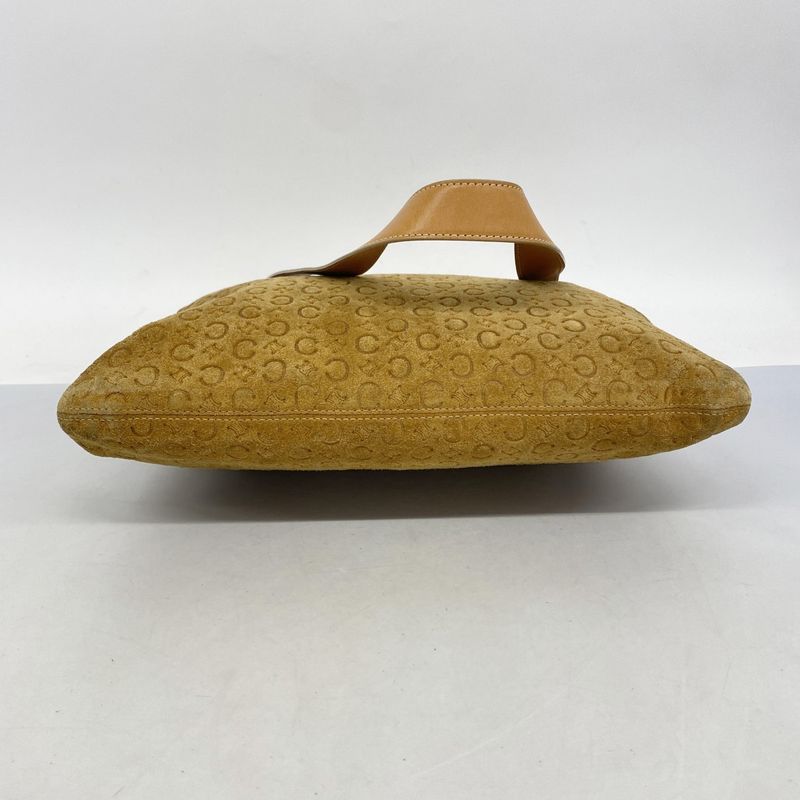Celine Shoulder Bag C Macadam Suede Beige Gold Hardware Women