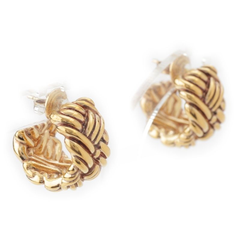 Bottega Veneta 925 GP Intrecciato Earrings Accessories Gold 24.0g