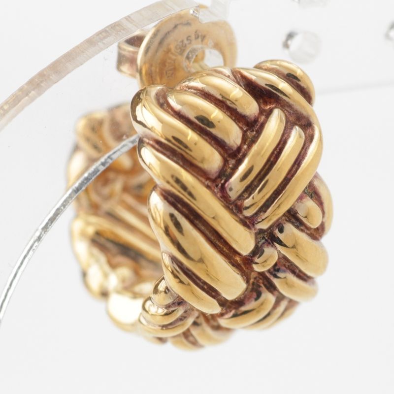 Bottega Veneta 925 GP Intrecciato Earrings Accessories Gold 24.0g