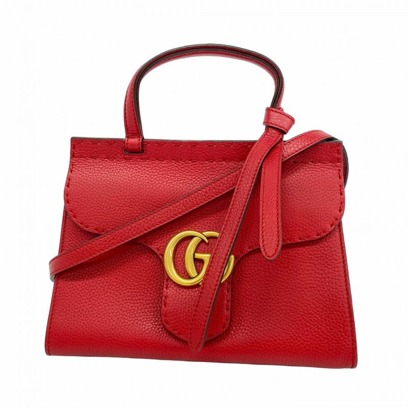 Gucci Handbag Ggmarmont 442622 Leather Red Gold Hardware 2way Bag Ladies