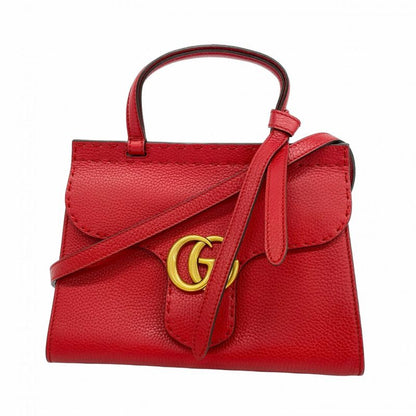 Gucci Handbag Ggmarmont 442622 Leather Red Gold Hardware 2way Bag Ladies