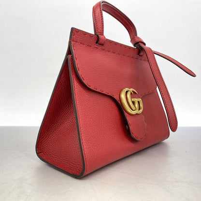 Gucci Handbag Ggmarmont 442622 Leather Red Gold Hardware 2way Bag Ladies