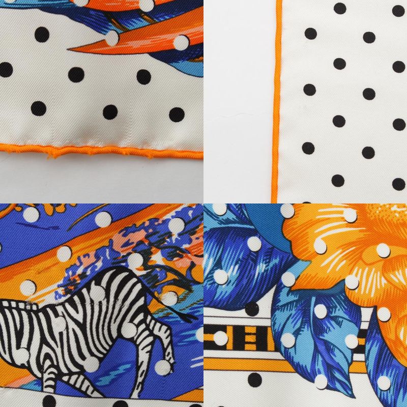 Hermes Carré 140 Silk Tropiques Tropical Scarf Blue Orange