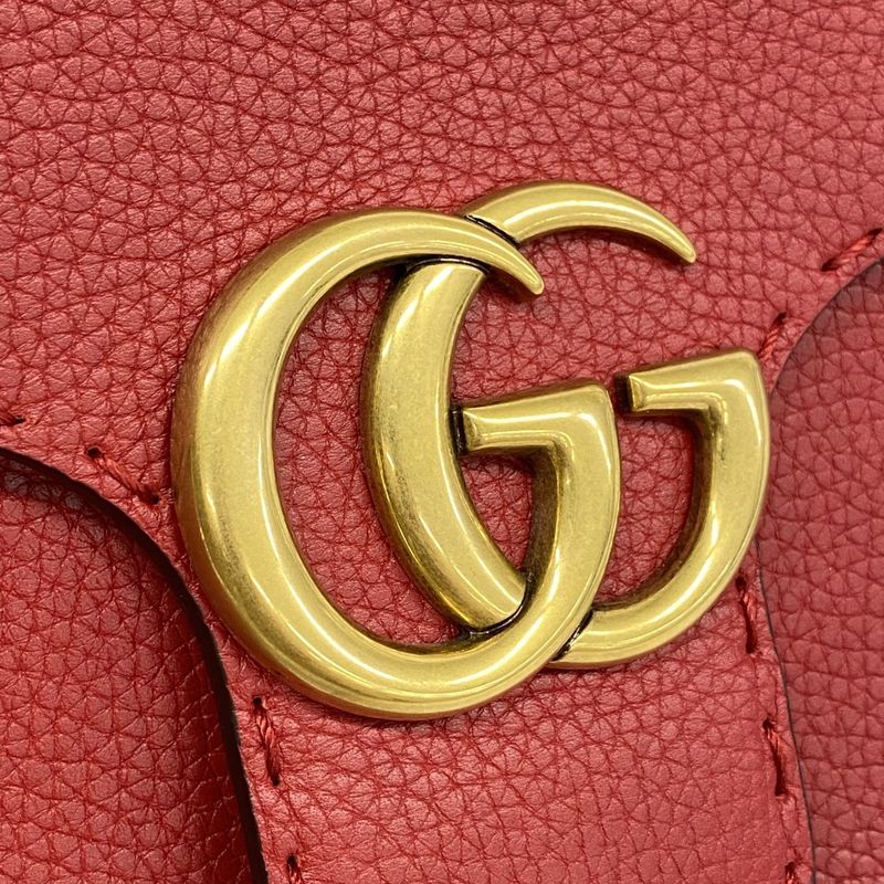 Gucci Handbag Ggmarmont 442622 Leather Red Gold Hardware 2way Bag Ladies