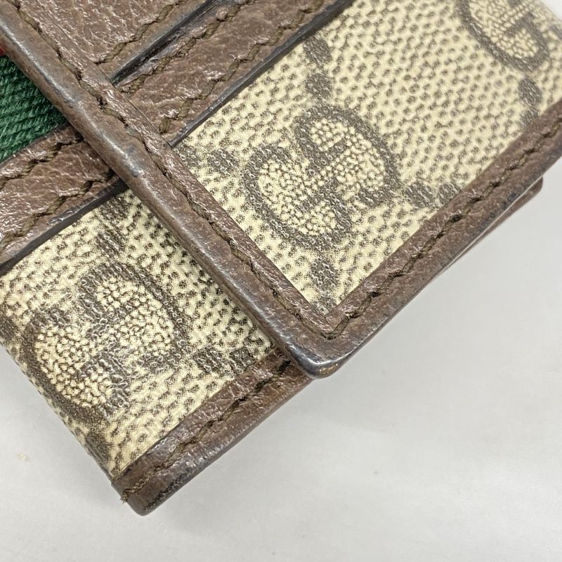 Gucci Key Case Ophidia 603732 PVC Brown Gold Hardware Men Women Unisex