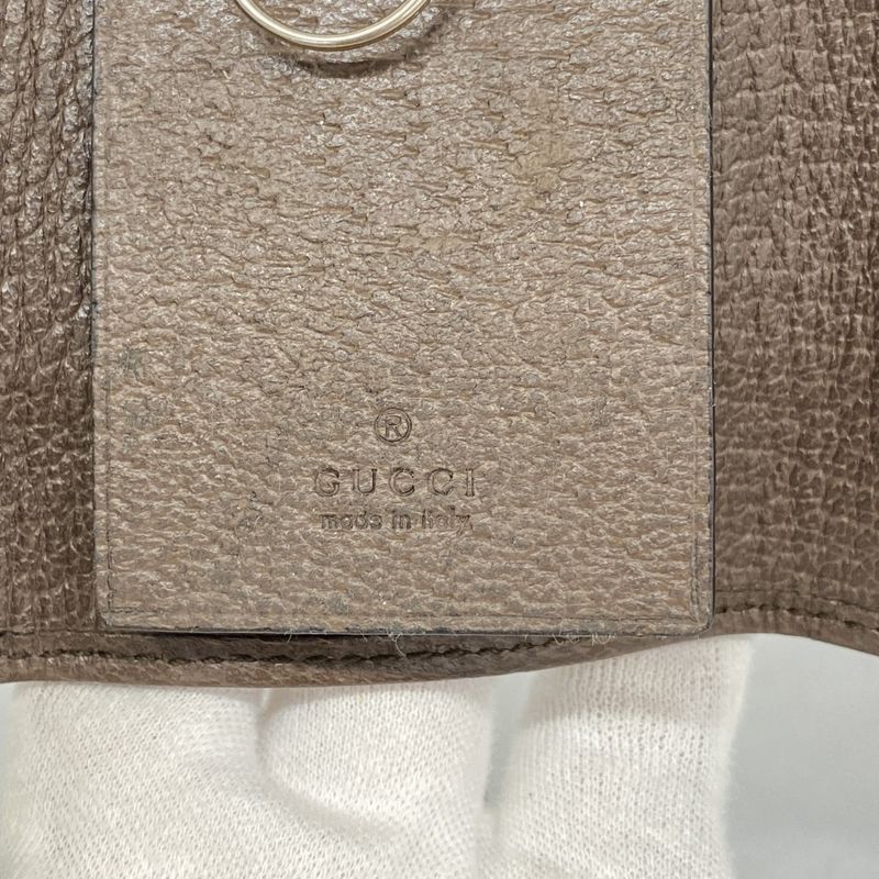 Gucci Key Case Ophidia 603732 PVC Brown Gold Hardware Men Women Unisex