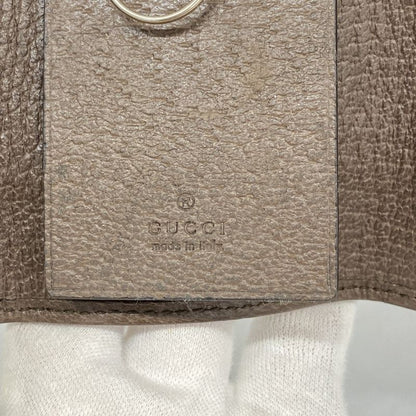 Gucci Key Case Ophidia 603732 PVC Brown Gold Hardware Men Women Unisex
