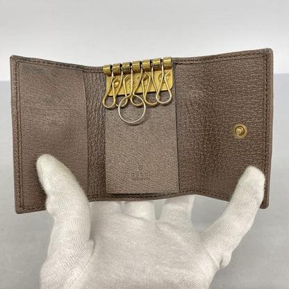 Gucci Key Case Ophidia 603732 PVC Brown Gold Hardware Men Women Unisex