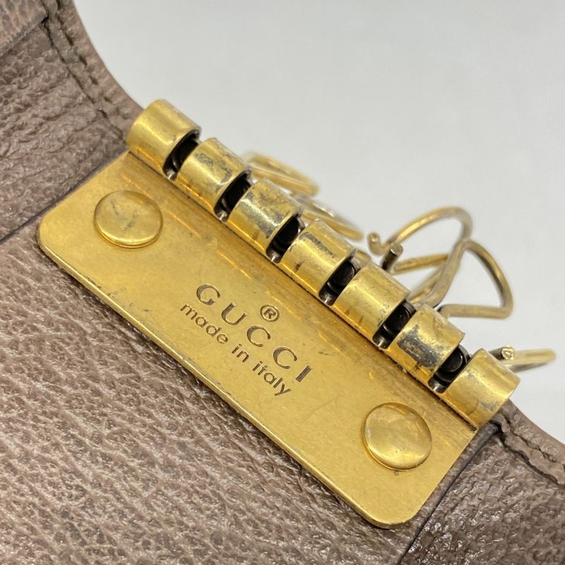 Gucci Key Case Ophidia 603732 PVC Brown Gold Hardware Men Women Unisex