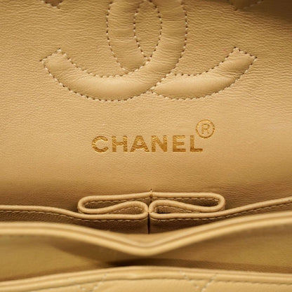 Chanel Shoulder Bag Matelasse Lambskin Beige Gold Hardware Women