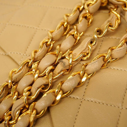 Chanel Shoulder Bag Matelasse Lambskin Beige Gold Hardware Women