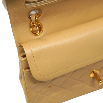 Chanel Shoulder Bag Matelasse Lambskin Beige Gold Hardware Women