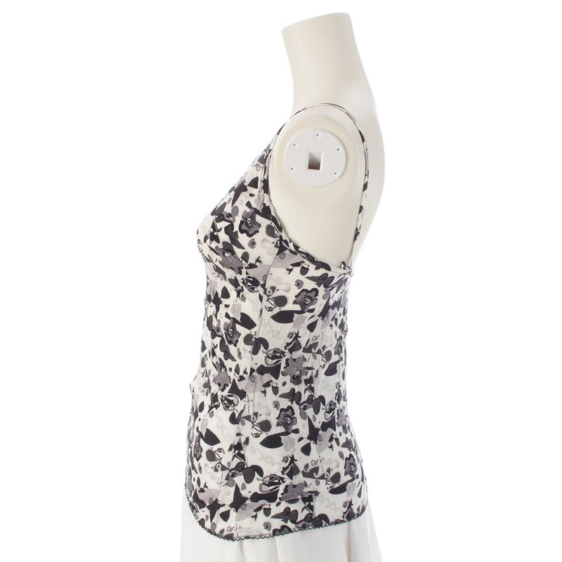 Chanel 05p Silk Coco Mark All Over Camisole Top P25641v16023 White Black 38