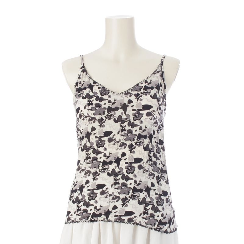 Chanel 05p Silk Coco Mark All Over Camisole Top P25641v16023 White Black 38