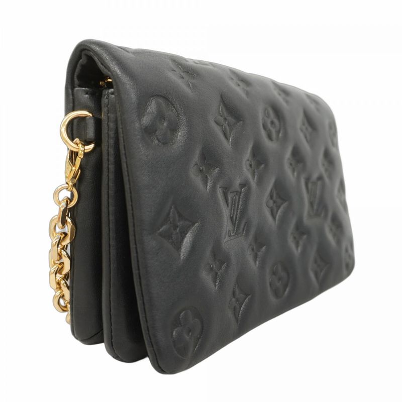 Louis Vuitton Shoulder Wallet Monogram Embossed Pochette Couss in M82116 Noir