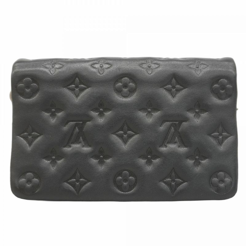 Louis Vuitton Shoulder Wallet Monogram Embossed Pochette Couss in M82116 Noir