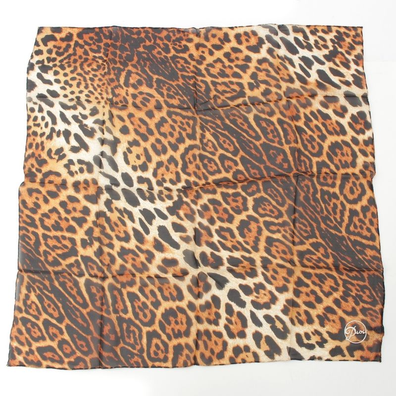 Christian Dior 2004 Silk John Galliano Period Leopard Logo Embroidered Scarf